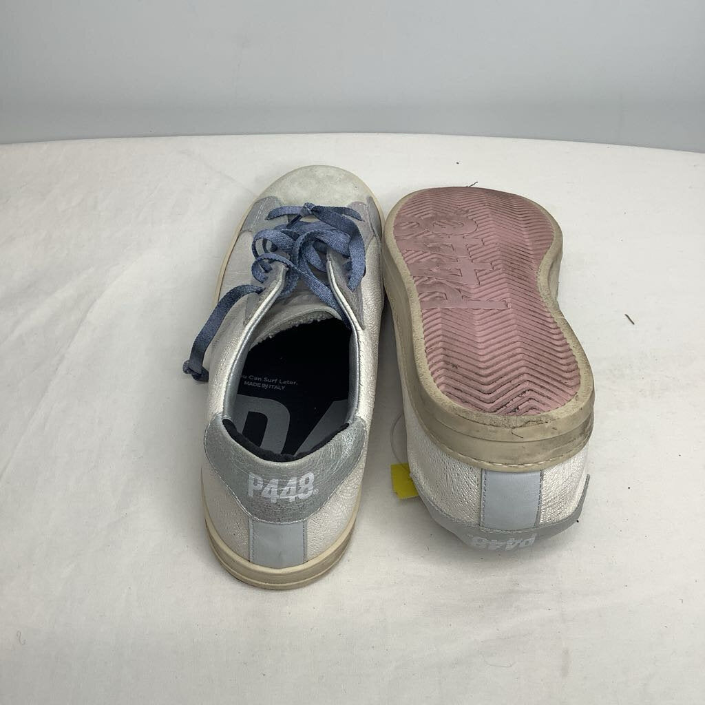 P448 Shoes 8 Cream/Silver/Blue
