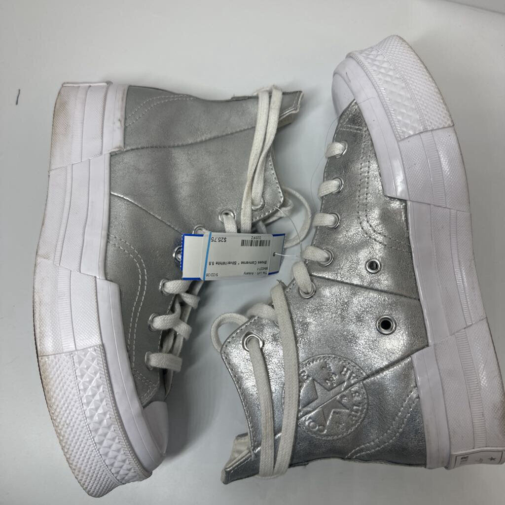 Converse Shoes 5.5 Silver/White