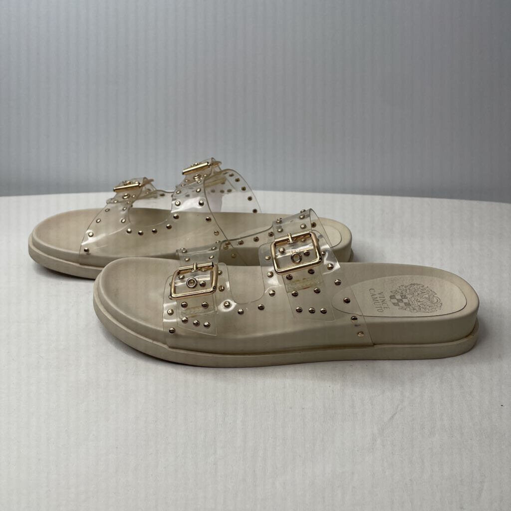 Vince Camuto Sandals 9 Cream/Gold/Clear