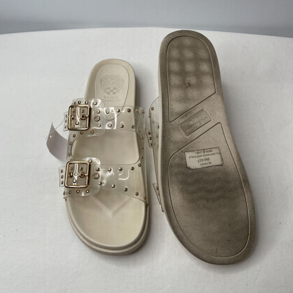 Vince Camuto Sandals 9 Cream/Gold/Clear