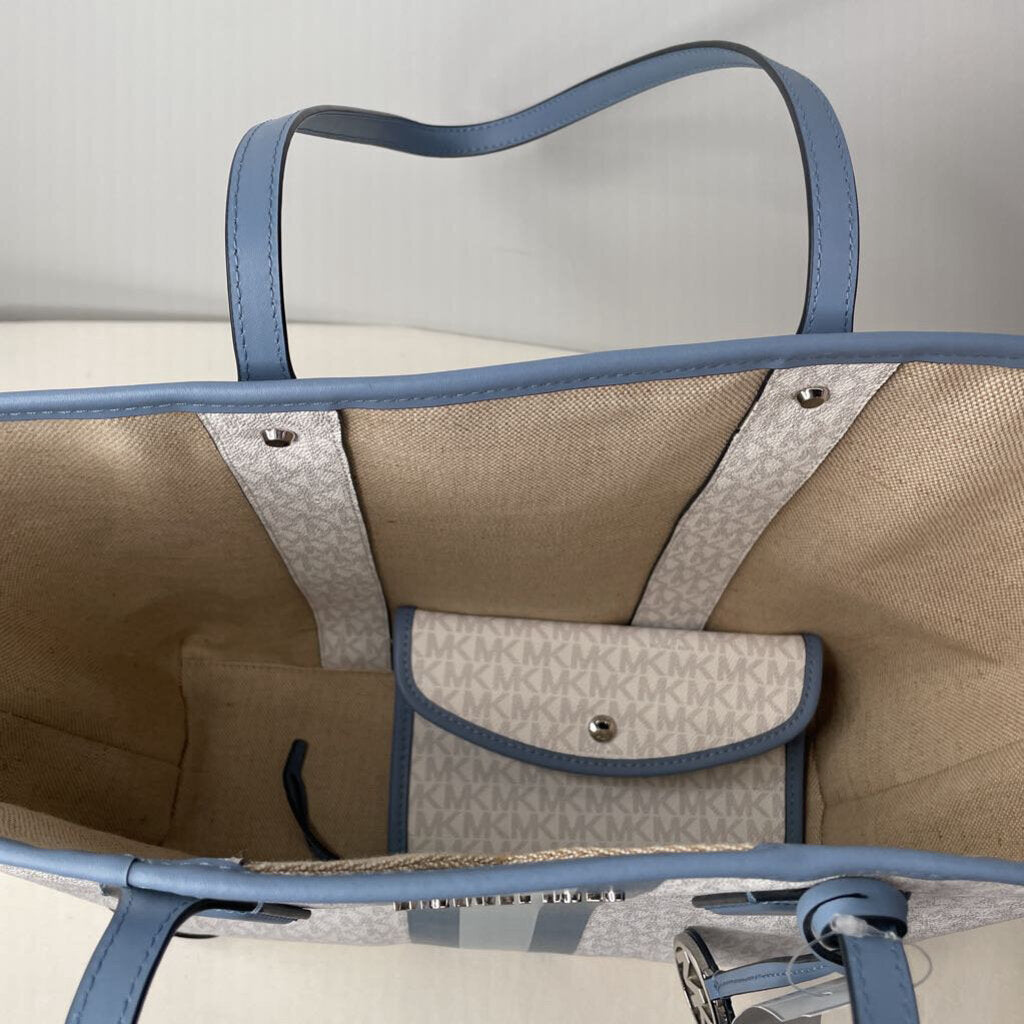 Michael Kors Purse Purses 14"x13"x5" Tote w/Pouch White/Blue Eva