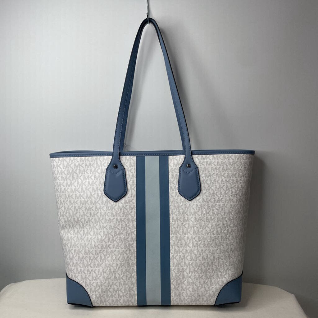 Michael Kors Purse Purses 14"x13"x5" Tote w/Pouch White/Blue Eva