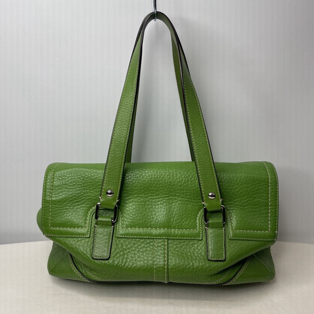 Coach Purses Satchel Pebble Green Leather Hampton