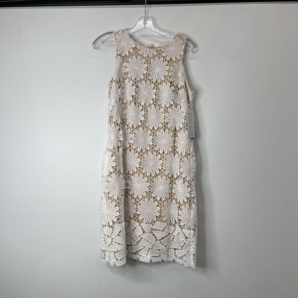 London Times Dress M Nude/White