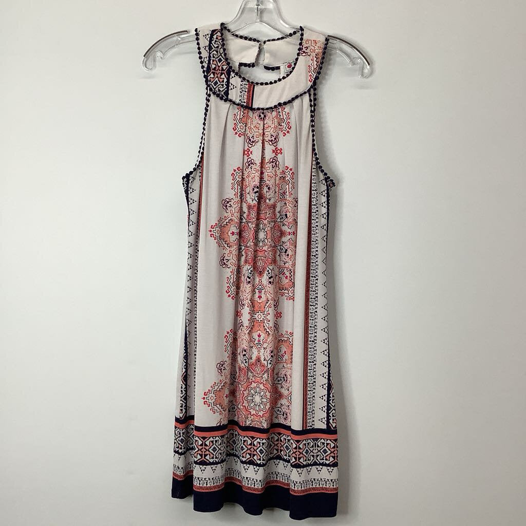 Three Pink Hearts Dress M White/Multi