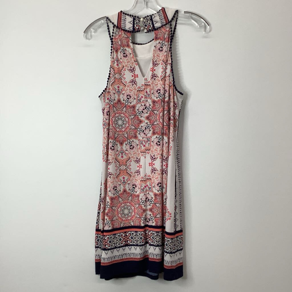 Three Pink Hearts Dress M White/Multi