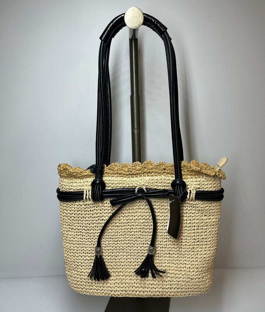 Brighton Purses Straw Tote/Black Trim