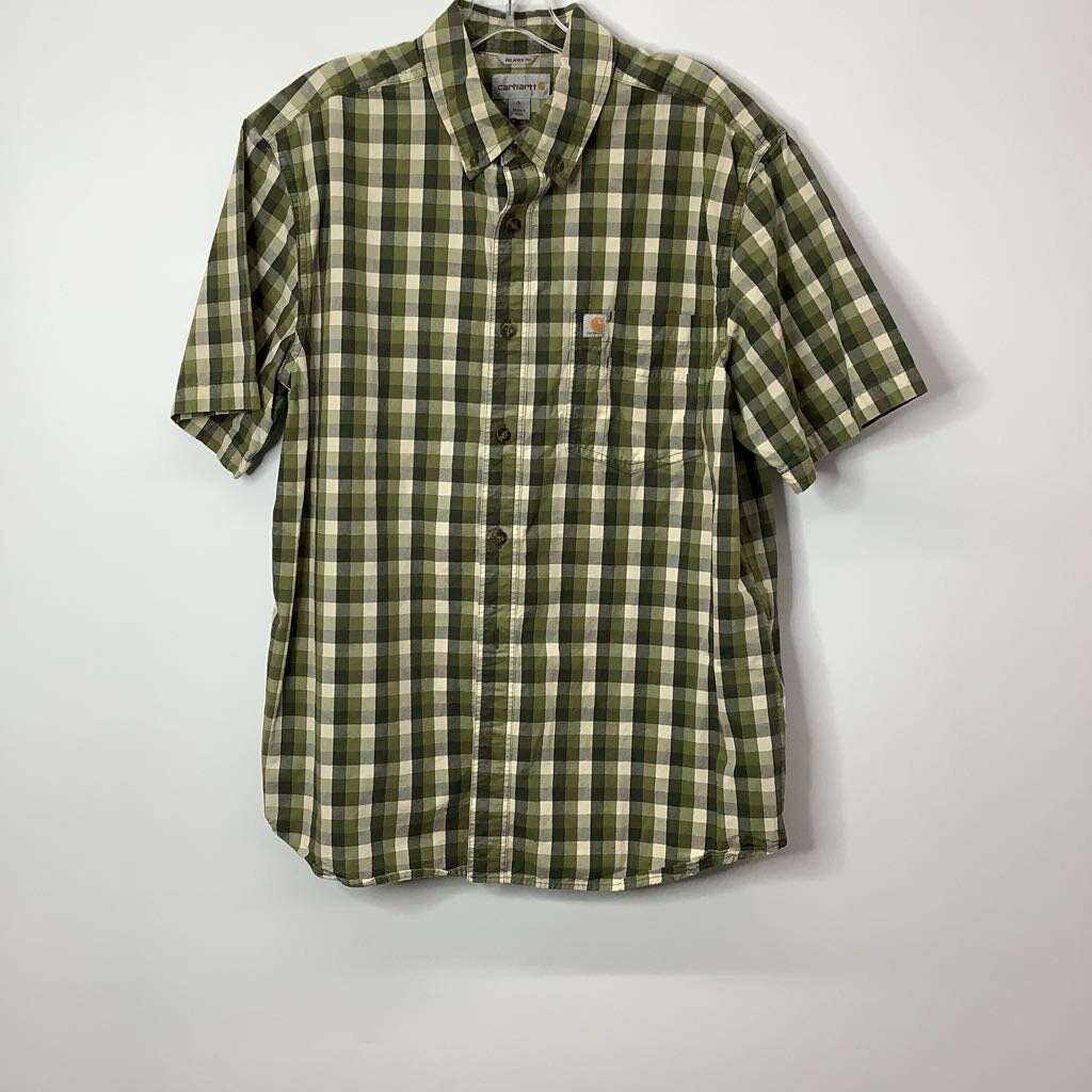 Carhartt Button Down Men's L Green/White