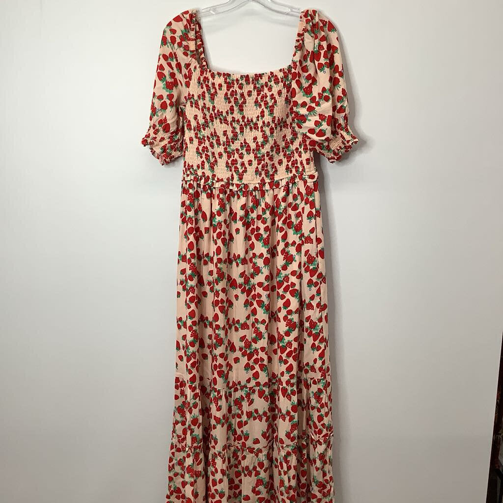 Betsey Johnson Dress L Peach/Strawberries