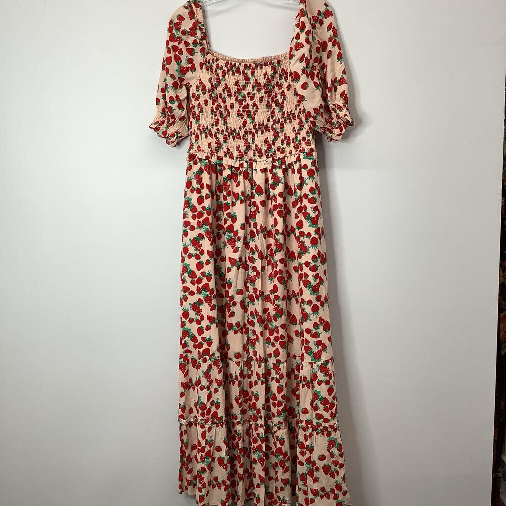 Betsey Johnson Dress L Peach/Strawberries