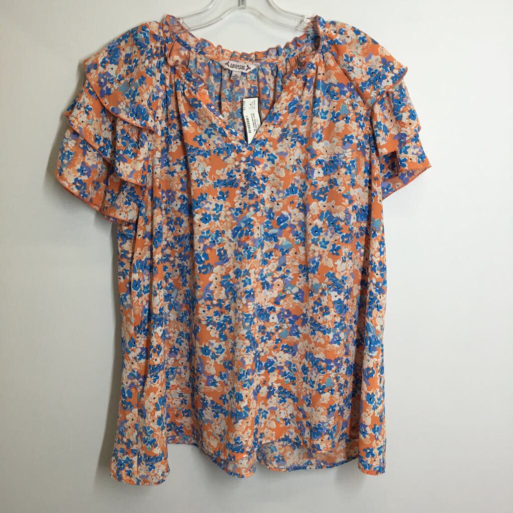 Nanette Lepore Shirt XL Orange/Blue