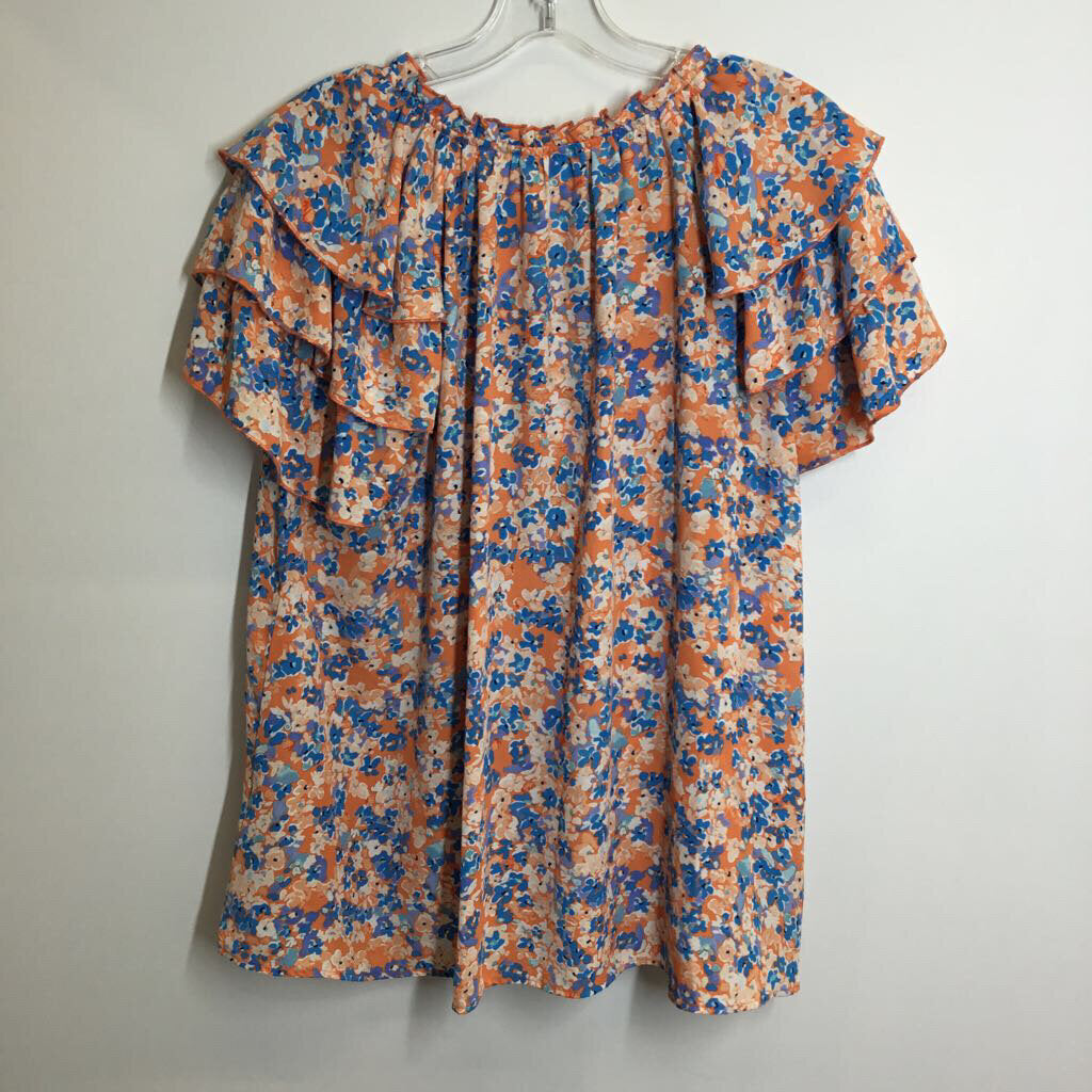 Nanette Lepore Shirt XL Orange/Blue