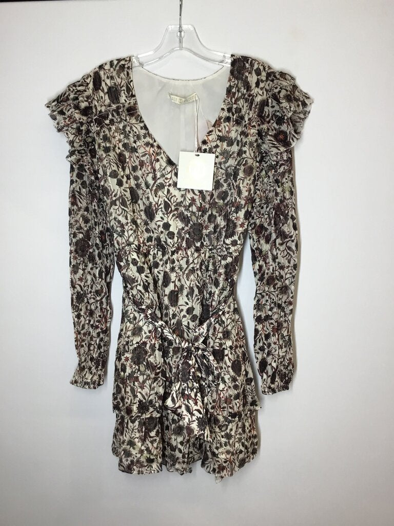 Dress S Cream/Burgandy/Black