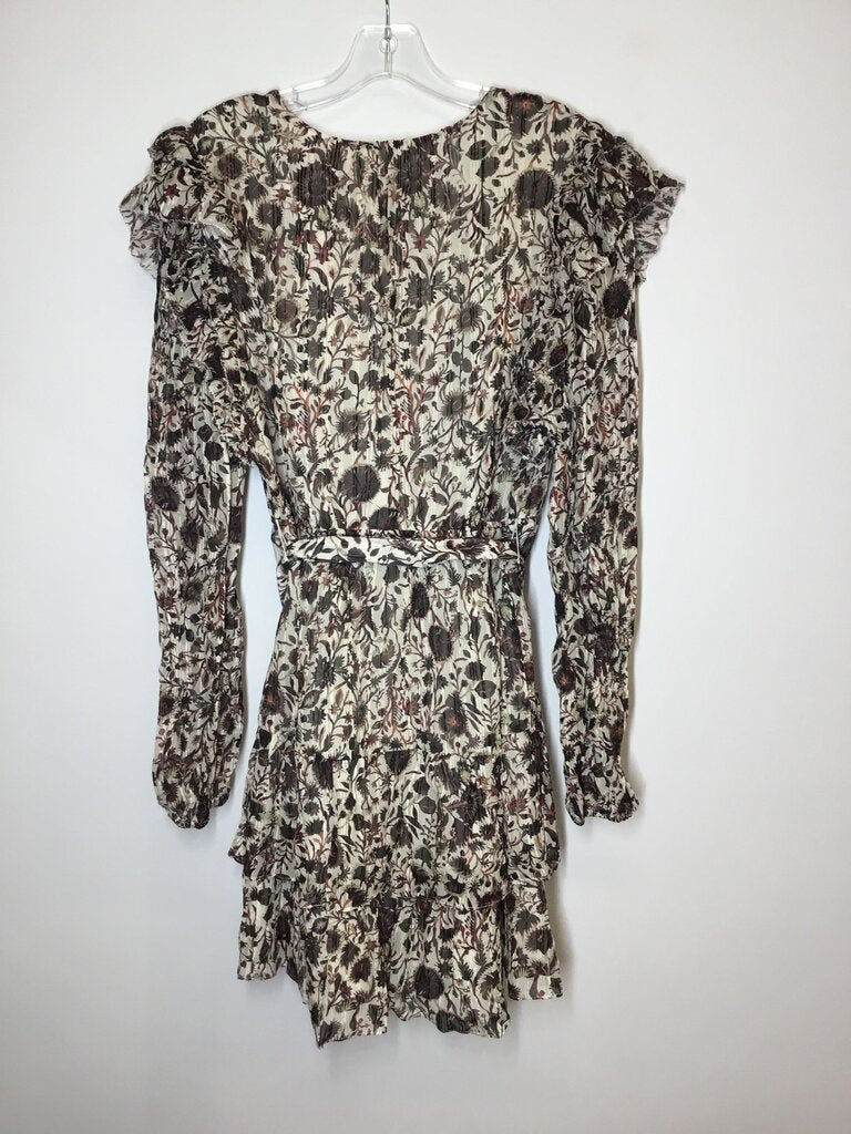 Dress S Cream/Burgandy/Black