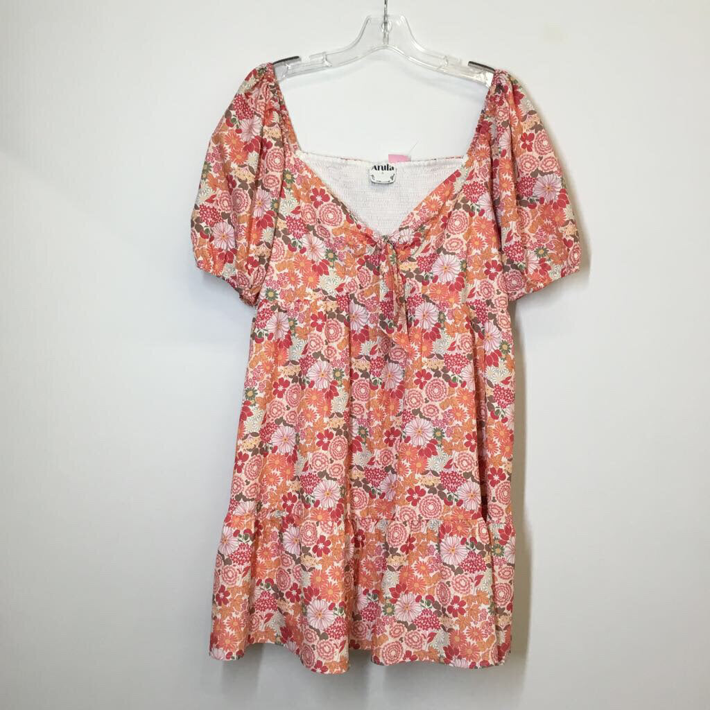Arula Dress A/1X Plus Orange/Red/White