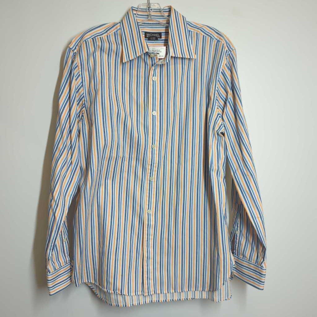 Michael Kors Clothing Button Down Men's L Blue/White/Orange