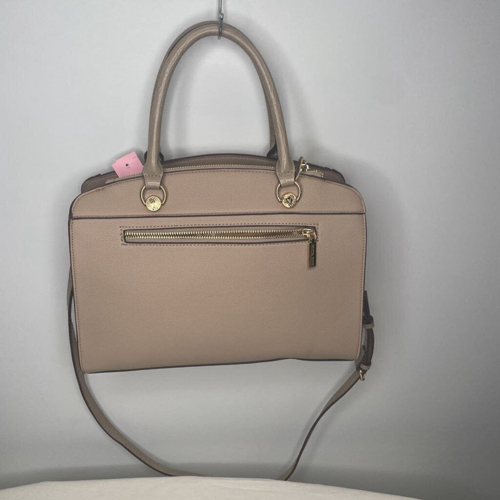 Anne Klein Purses Medium w/Crossbody Strap Beige/Gold