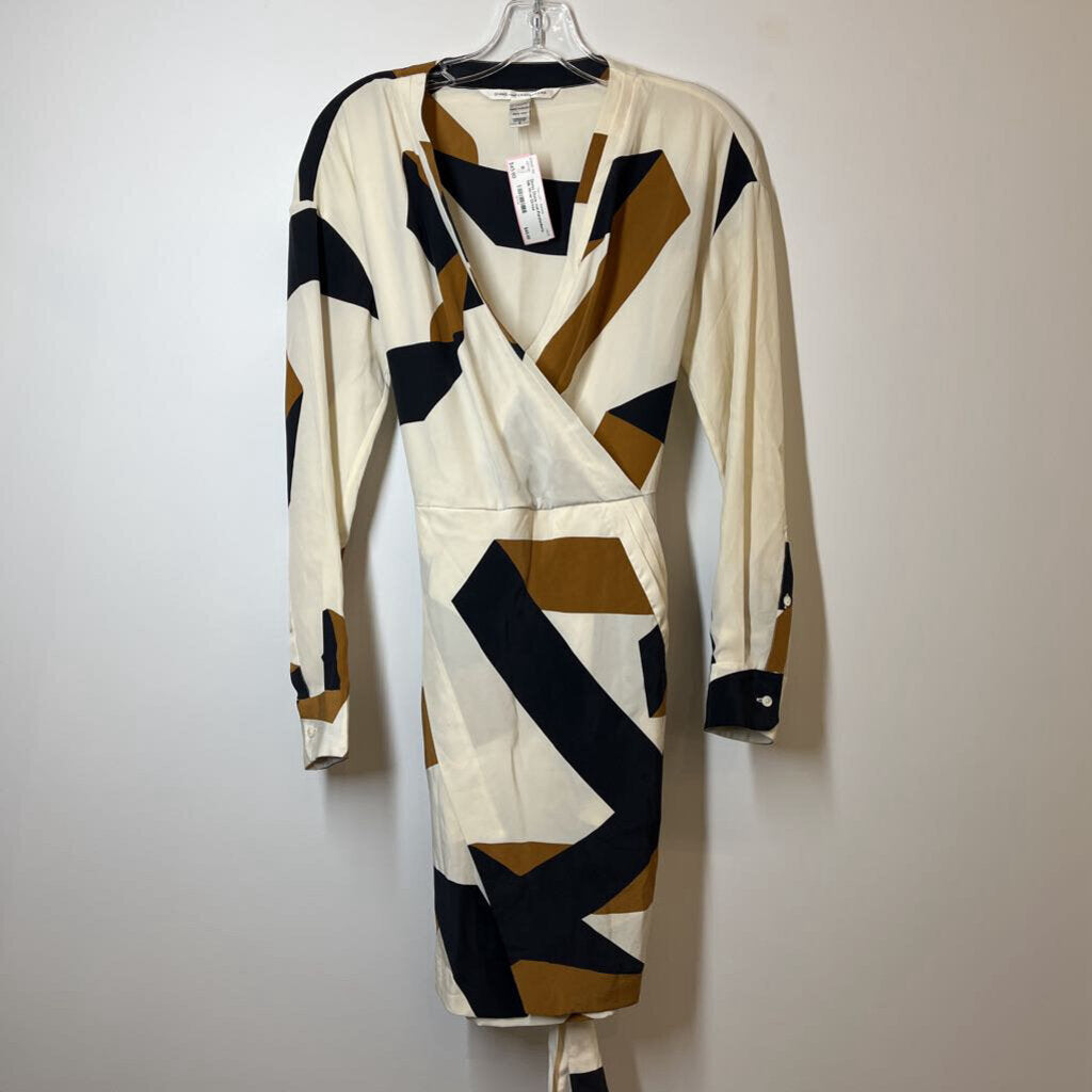Diane von Furstenberg Dress 2/XS Cream/Brown/Black