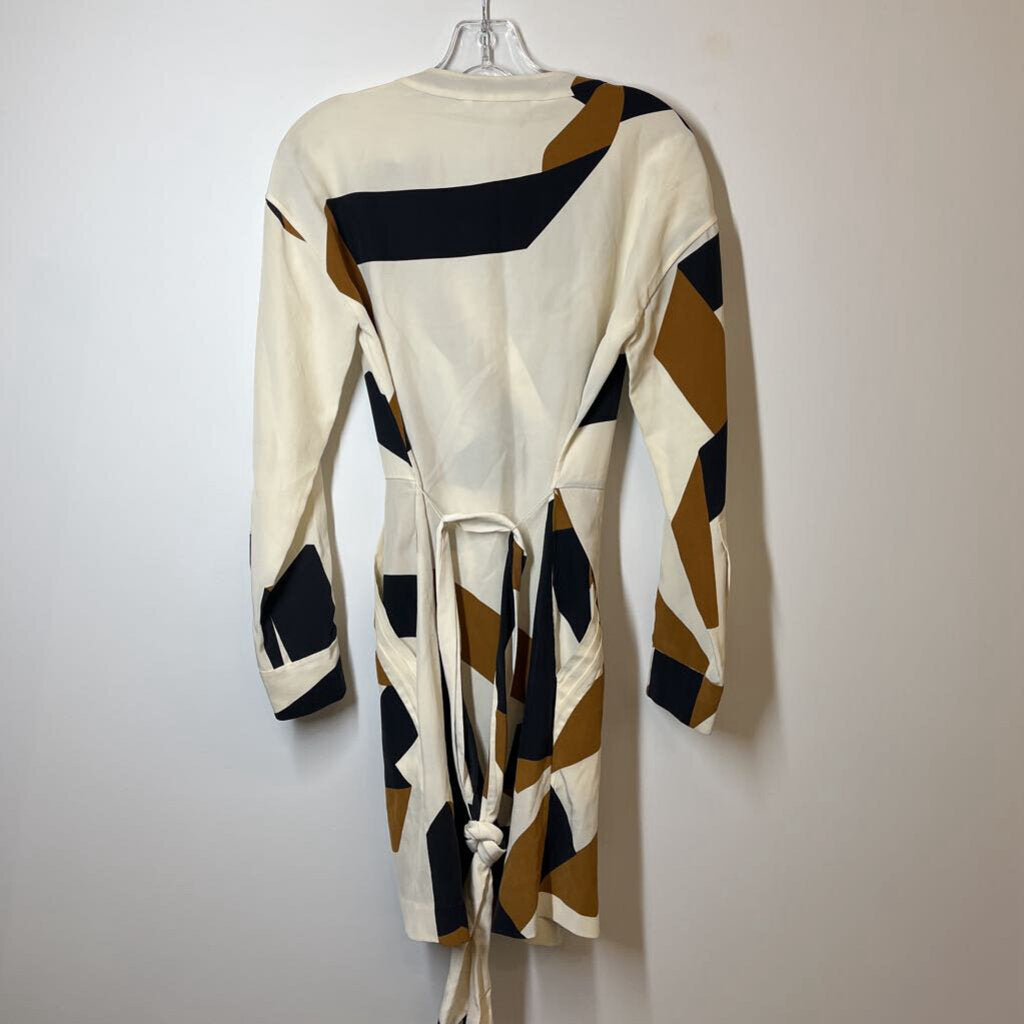 Diane von Furstenberg Dress 2/XS Cream/Brown/Black