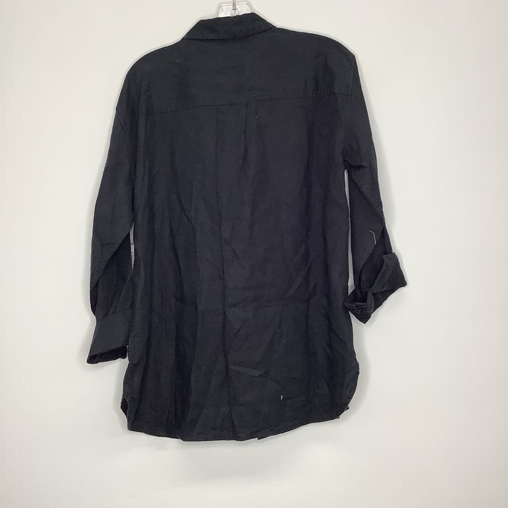 Athleta Button Down M Black Linen
