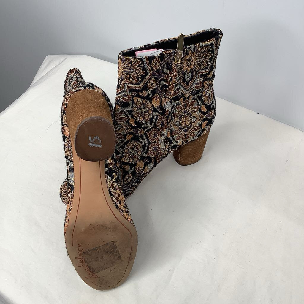 Sam Edelman Boots 7.5 Black/Rust Tapestry