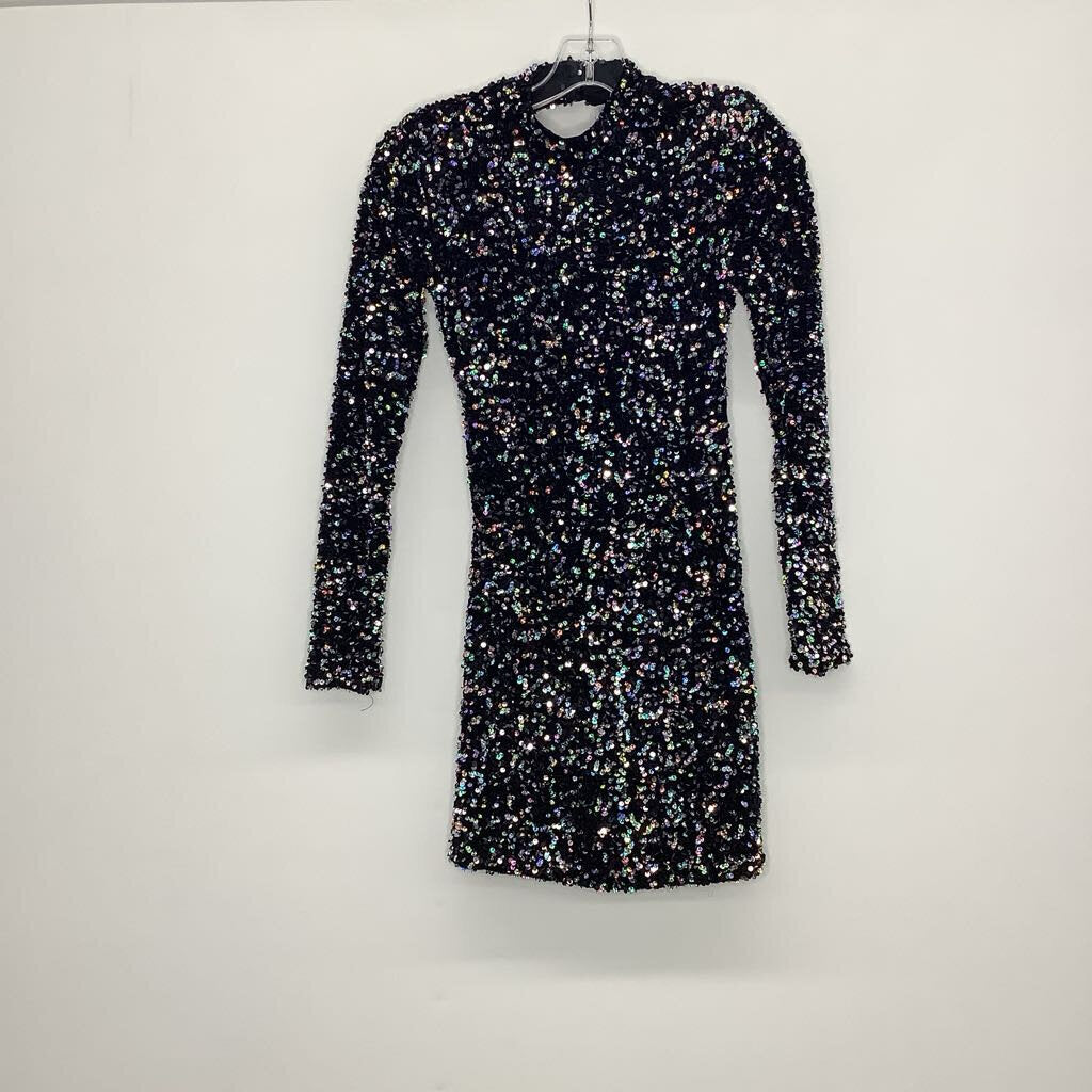 B. Darlin Homecoming Dress 1/2 (XS) Black Velour Sequins