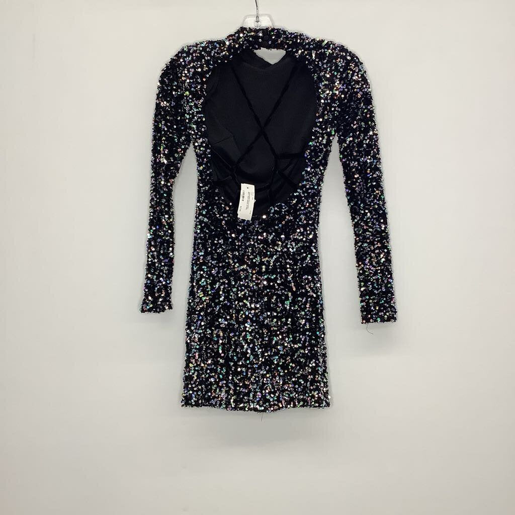 B. Darlin Homecoming Dress 1/2 (XS) Black Velour Sequins