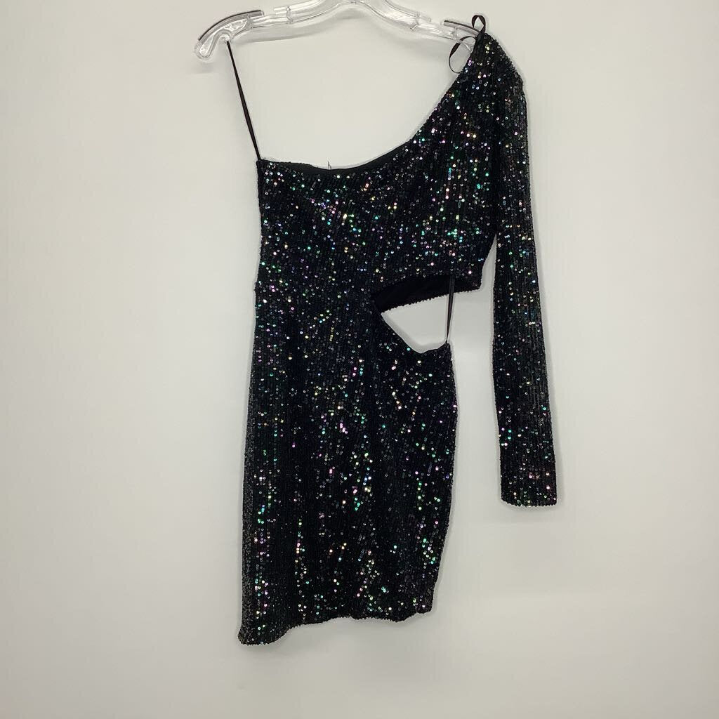 Homecoming Dress 5 Black Sequins/ One Sleeve