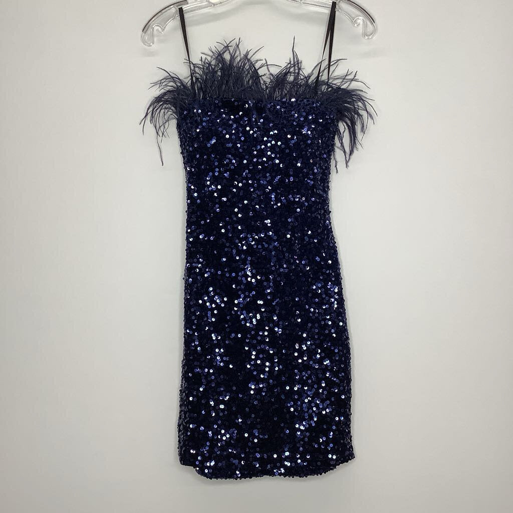B. Darlin Homecoming Dress 1/2 (XS) Navy Blue Sequins