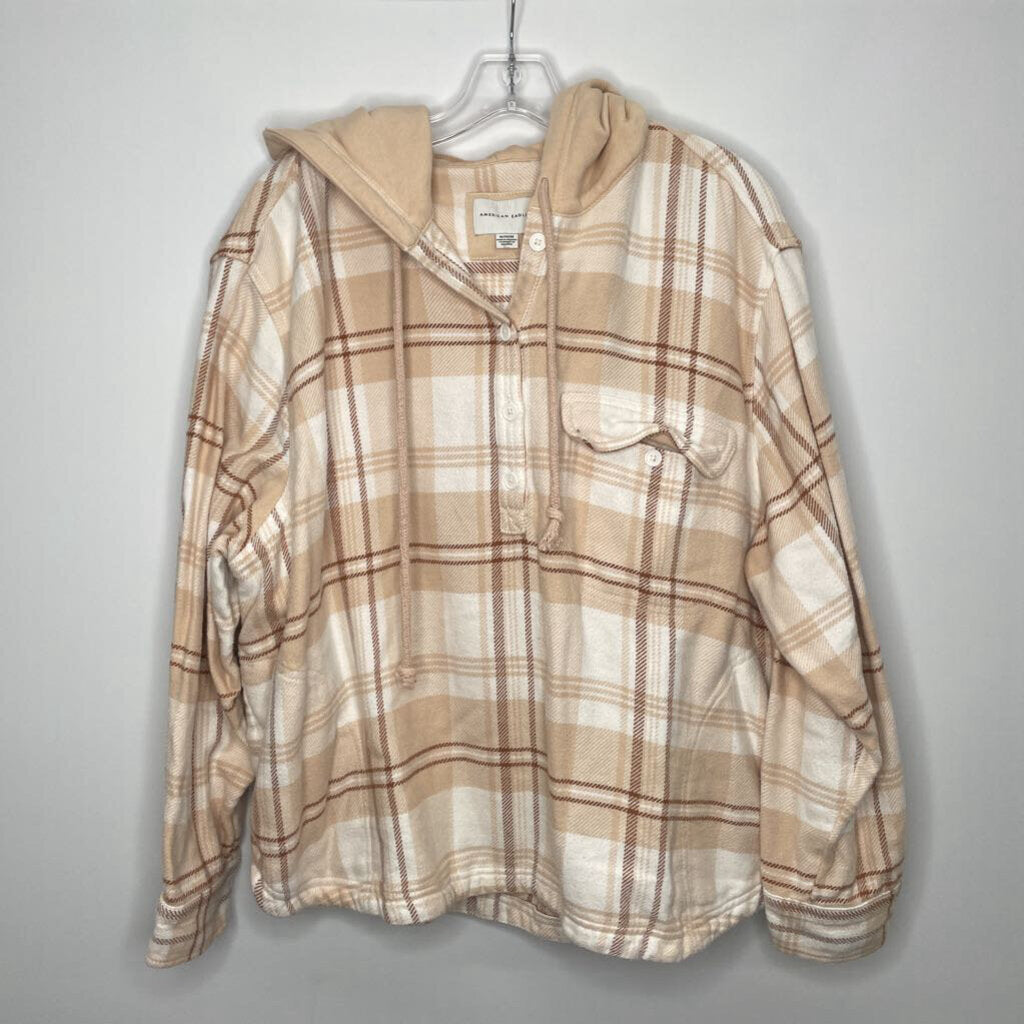 American Eagle Outerwear XL Peach/White Plaid