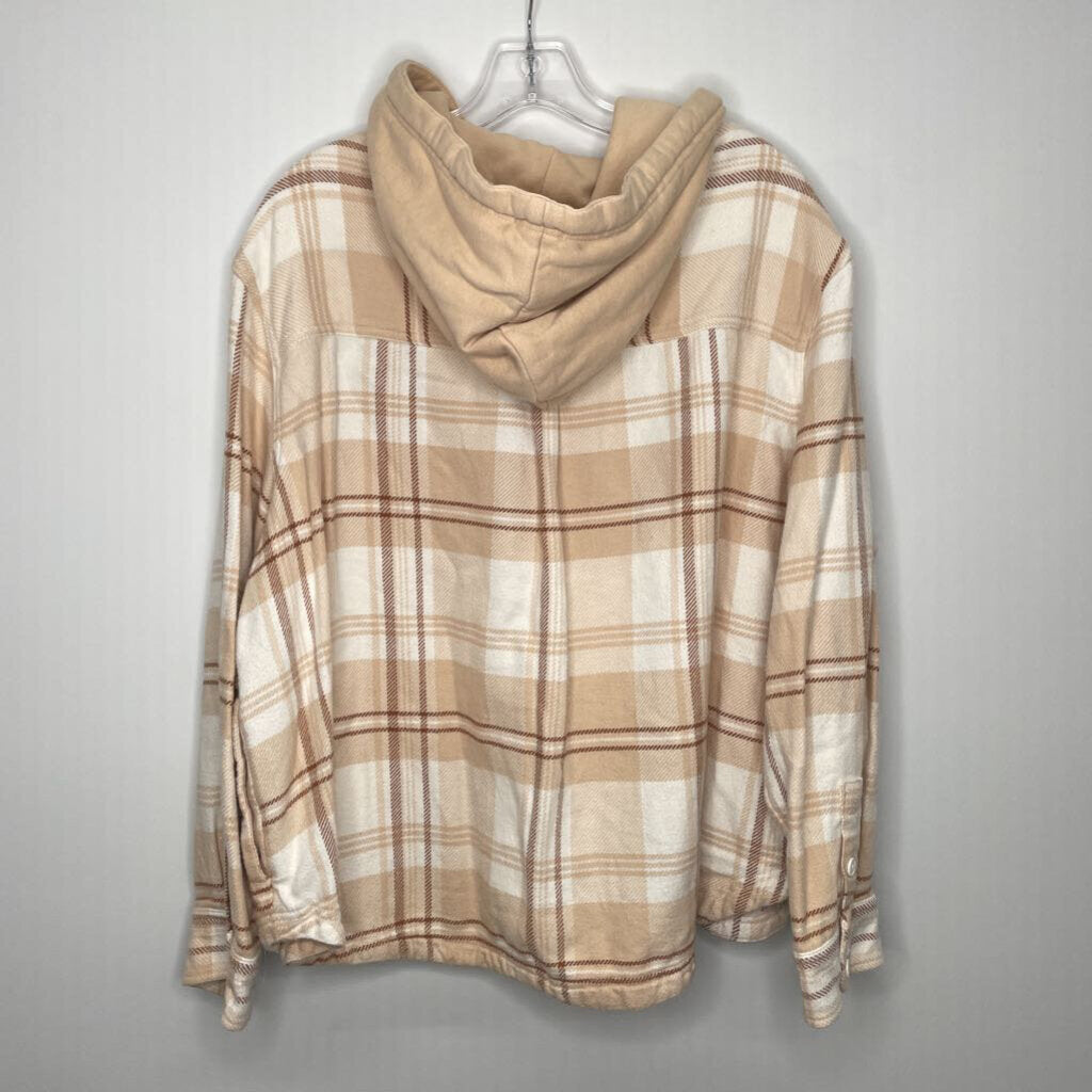 American Eagle Outerwear XL Peach/White Plaid