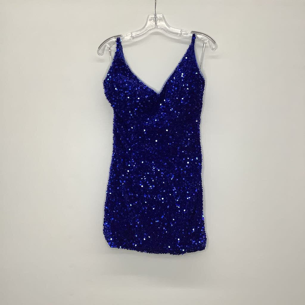Wedding Dress Homecoming Dress 2 Blue Velvet/Sequins