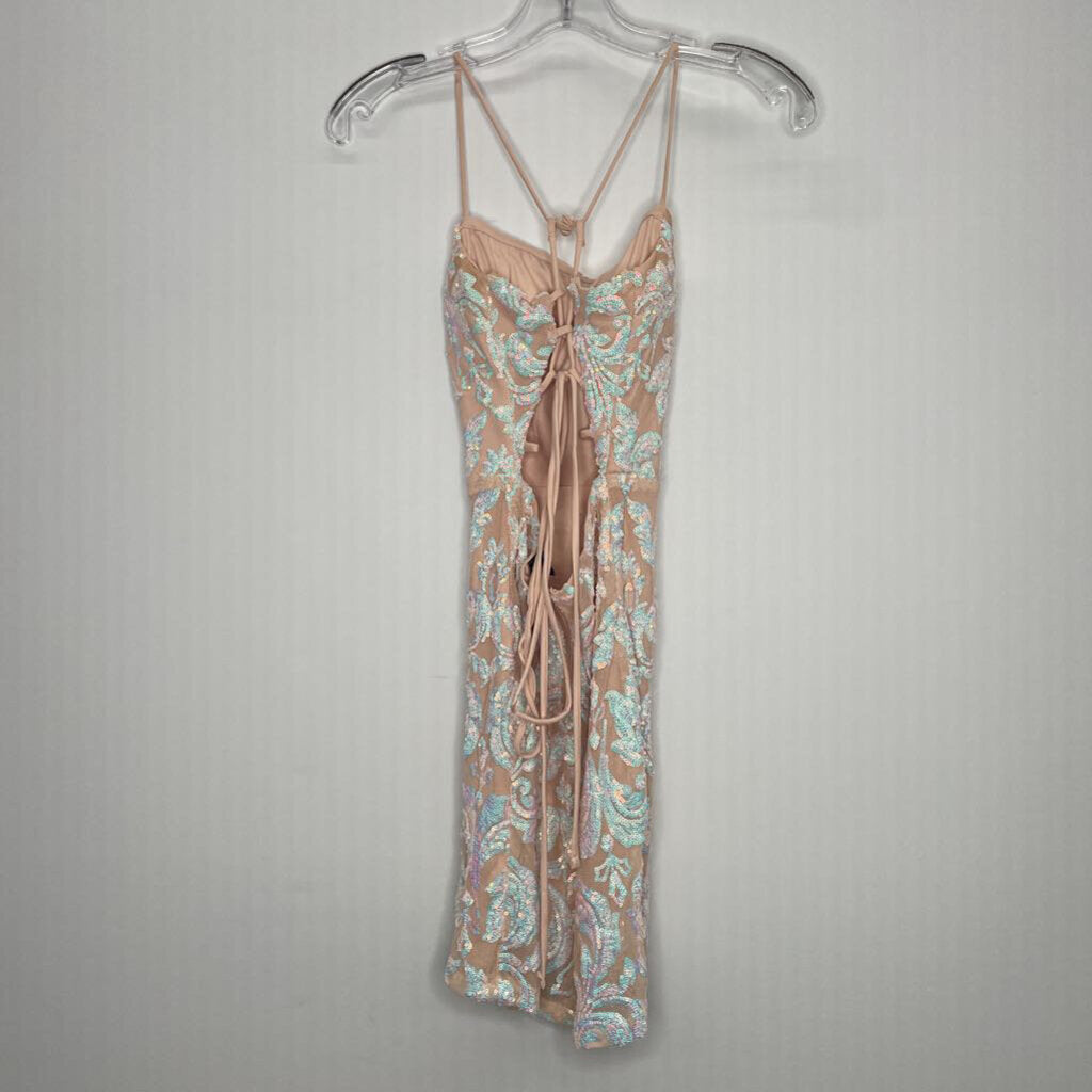 Windsor Homecoming Dress XS Beige/White Sequins
