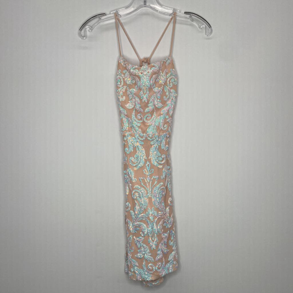 Windsor Homecoming Dress XS Beige/White Sequins