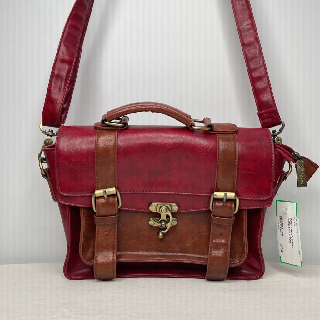 Purses Shoulder Purse Red/Brown Leather