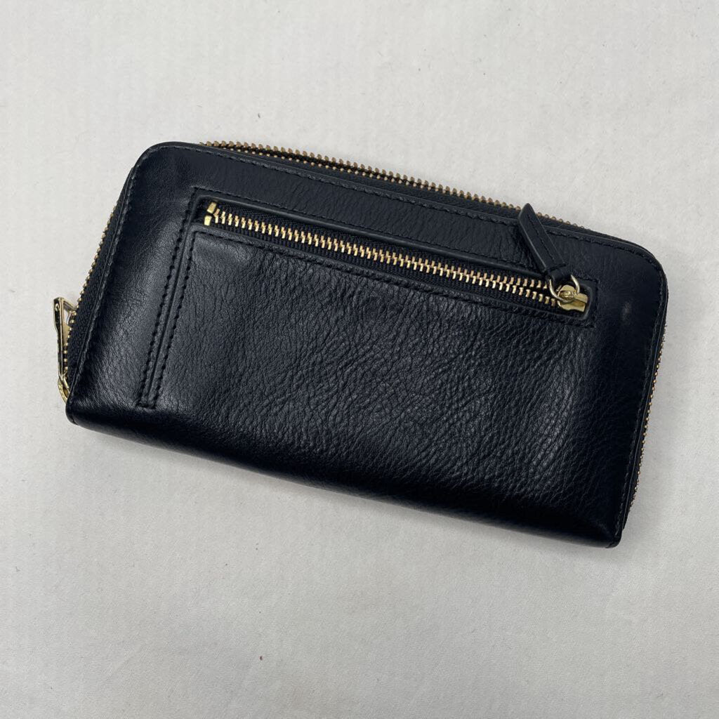 Fossil Wallet Zip Around Black Leather