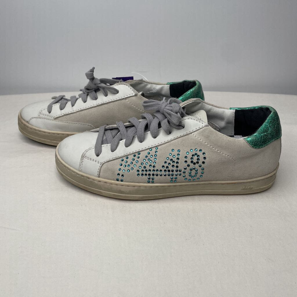 P448 Shoes 8/8.5 White/Gray/Metallic Green