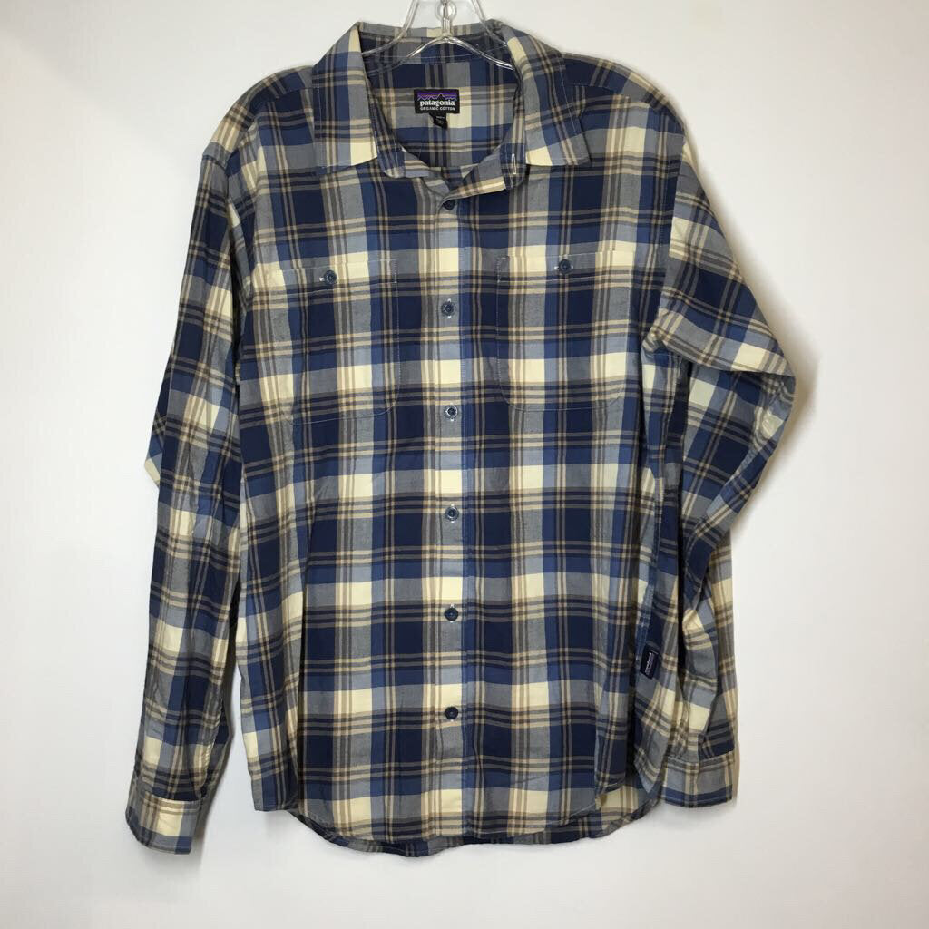 Patagonia Button Down Men's M Blue/Yellow