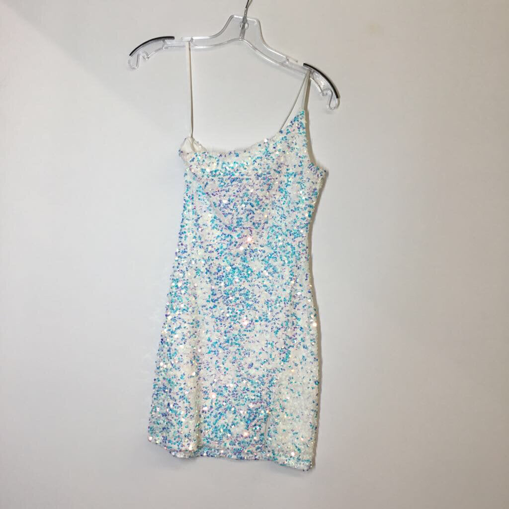 Windsor Homecoming Dress S White/Blue Sequin