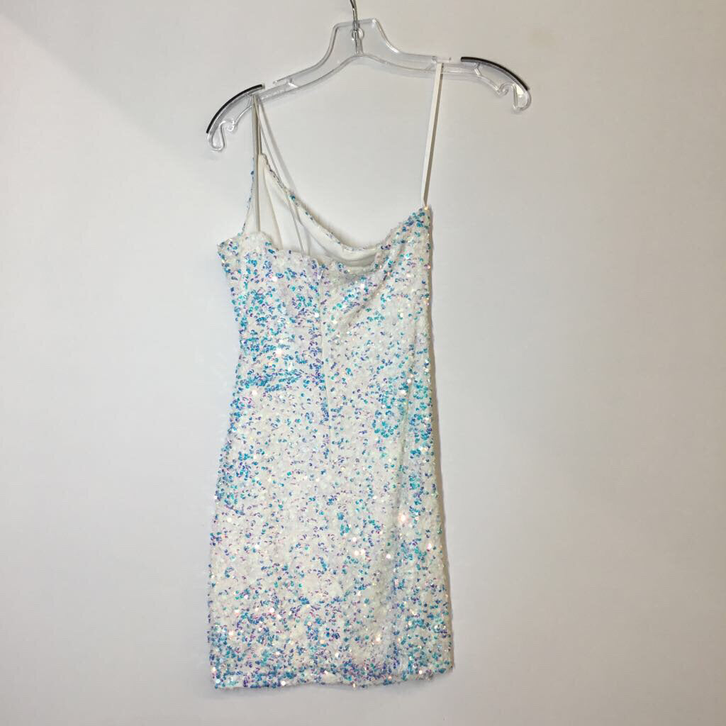 Windsor Homecoming Dress S White/Blue Sequin