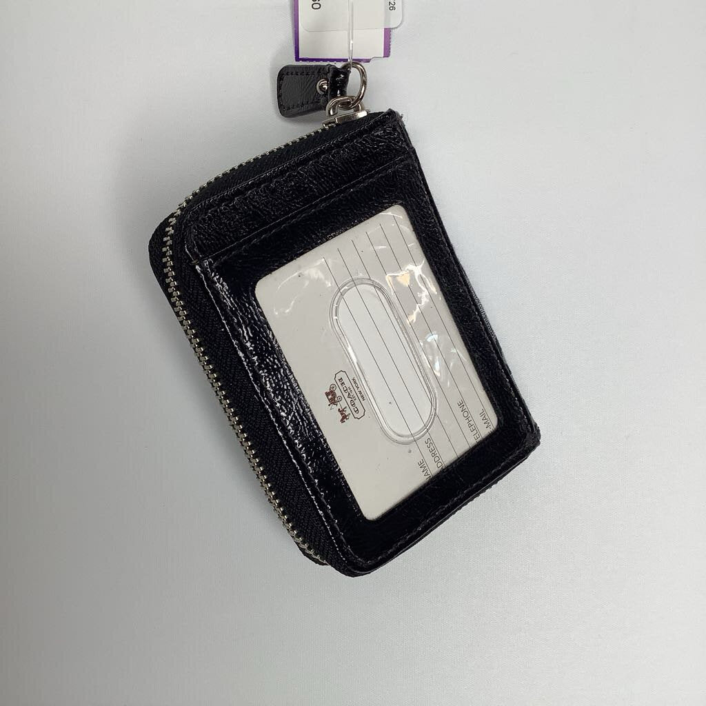 Coach Wallet Small Zip Around Coin Black/Silver Cheetah