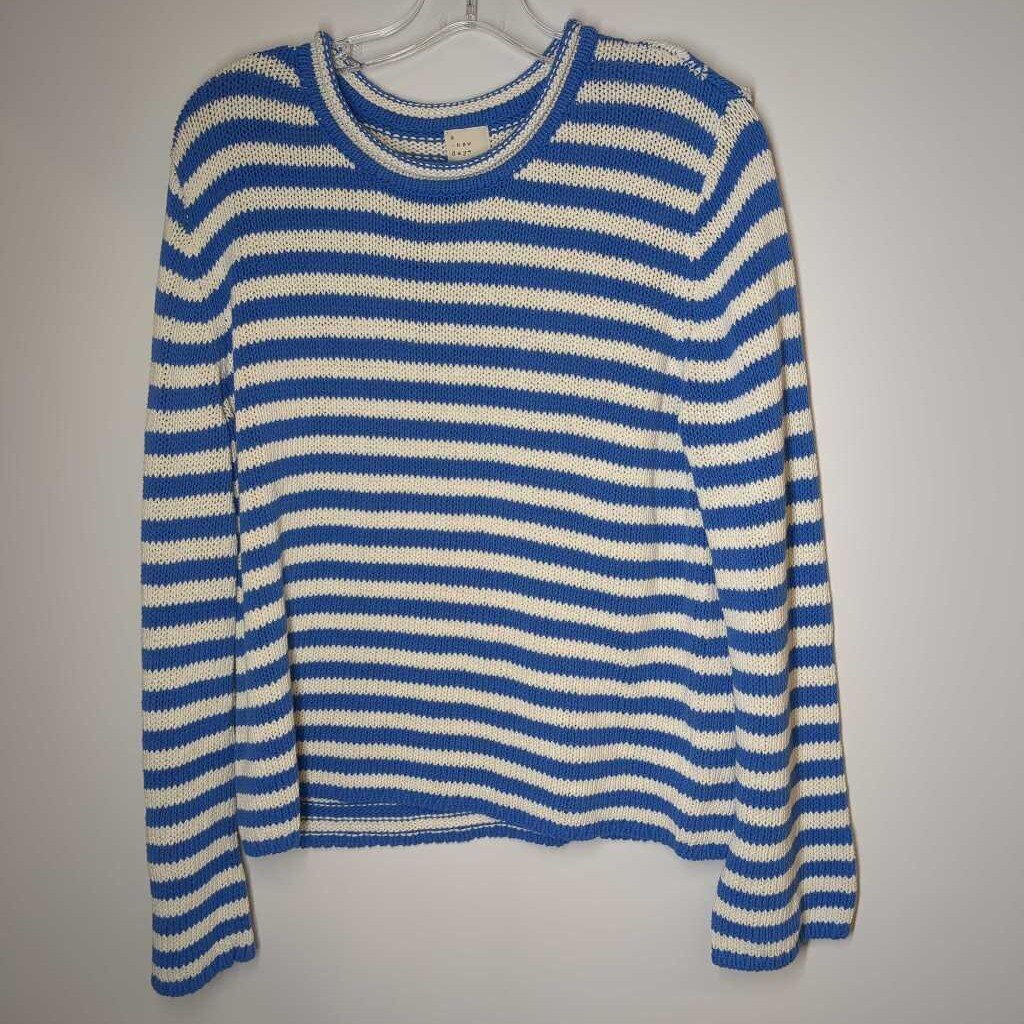 A New Day Sweater L Blue Stripes