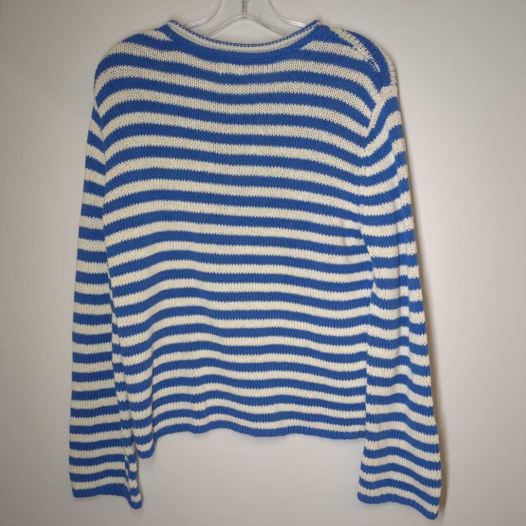 A New Day Sweater L Blue Stripes