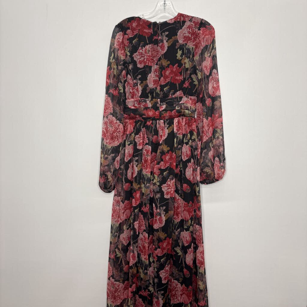Lulus Dress S Black/Red/Floral