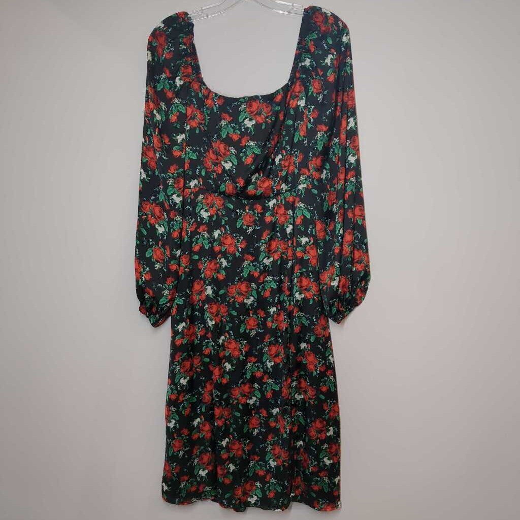 Francesca's Dress M Black/Red Floral
