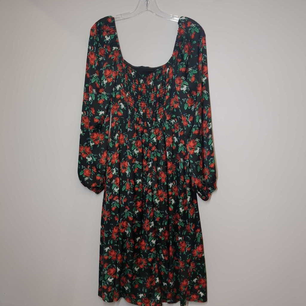 Francesca's Dress M Black/Red Floral