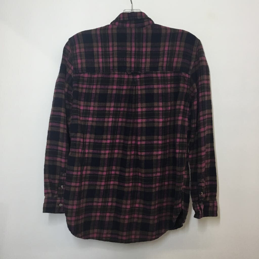American Eagle Button Down M Navy/brown/pink
