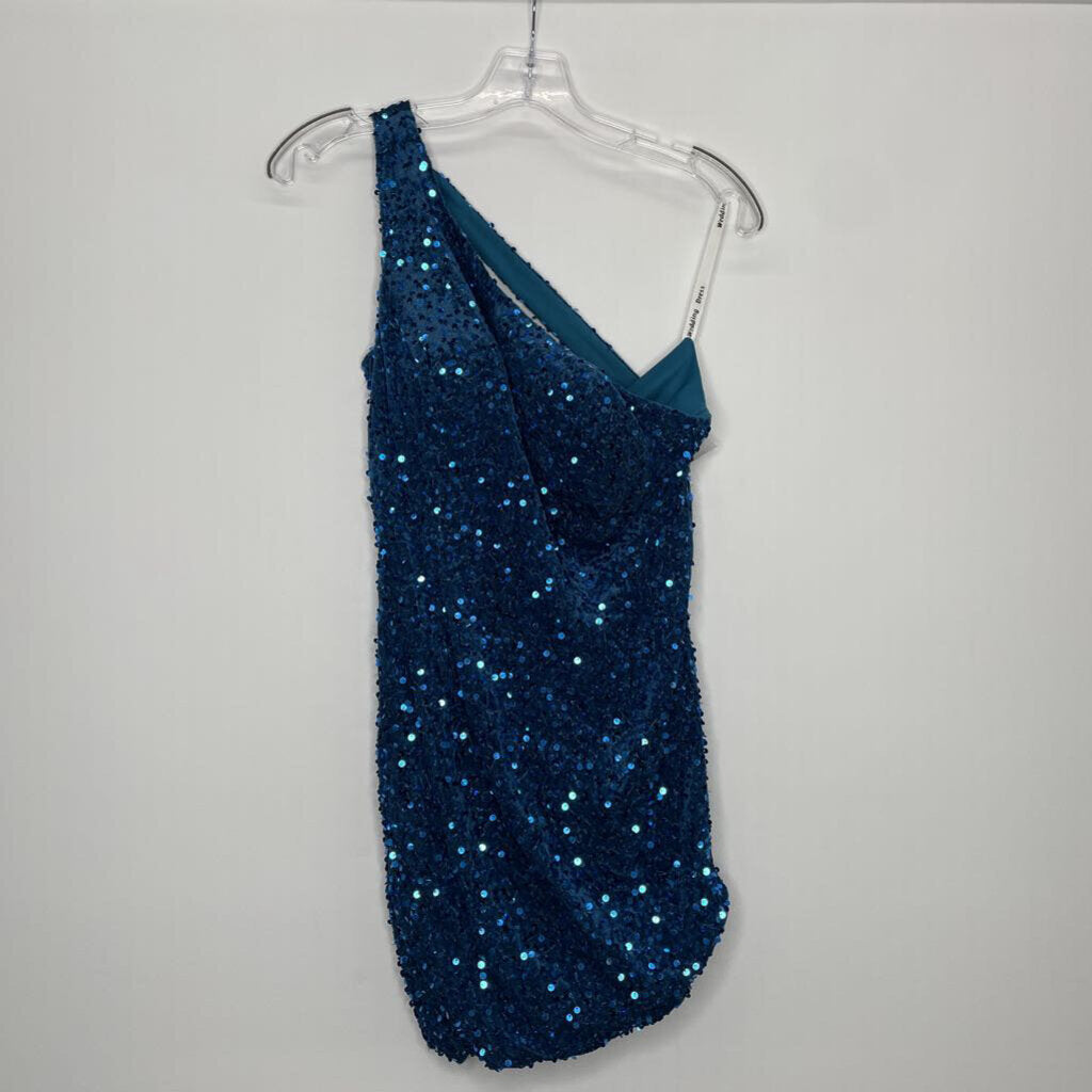 International Homecoming Dress L Blue Sequins