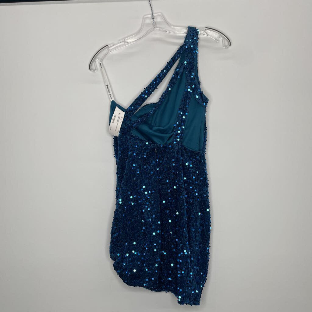 International Homecoming Dress L Blue Sequins