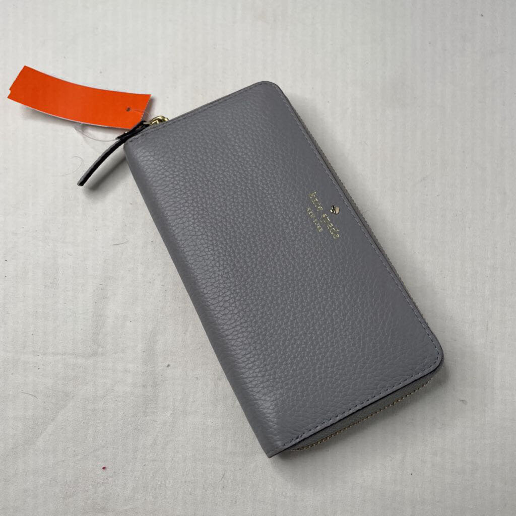 Kate Spade Wallet Zip Around Gray Pebbled Leather